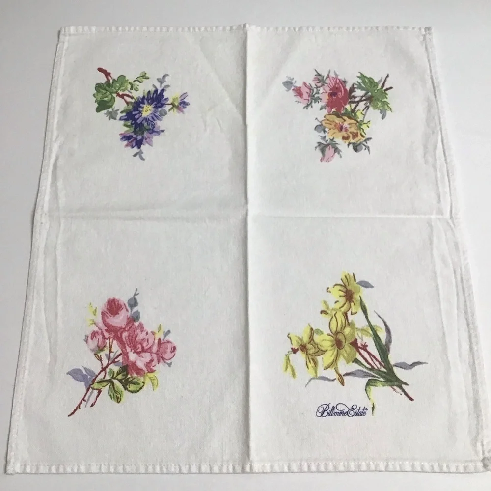 Biltmore Estate Floral Napkins SET OF 3 Thick Cotton Bread Basket Liners Cottage